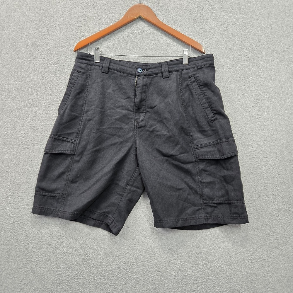 Tommy Bahama Men Shorts 35 Black Cargo Twill 9.5" Inseam Logo Outdoor Pockets
